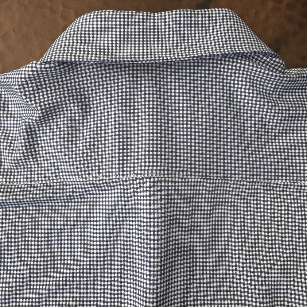 Mizzen+Main Trim Fit American Shirt Men XL Blue White Micro Check Stretch - Picture 9 of 12
